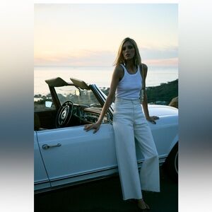 Zara High waisted marine straight pocket jeans